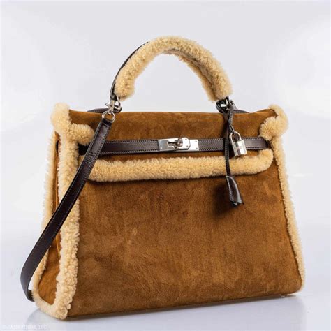 Hermes Kelly 35 Shearling & Ébène Barénia Retourné Teddy Kelly